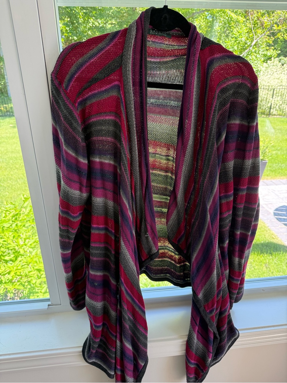 Ralph Lauren Striped Open-Front Cardigan in Pink, Purple & Gray